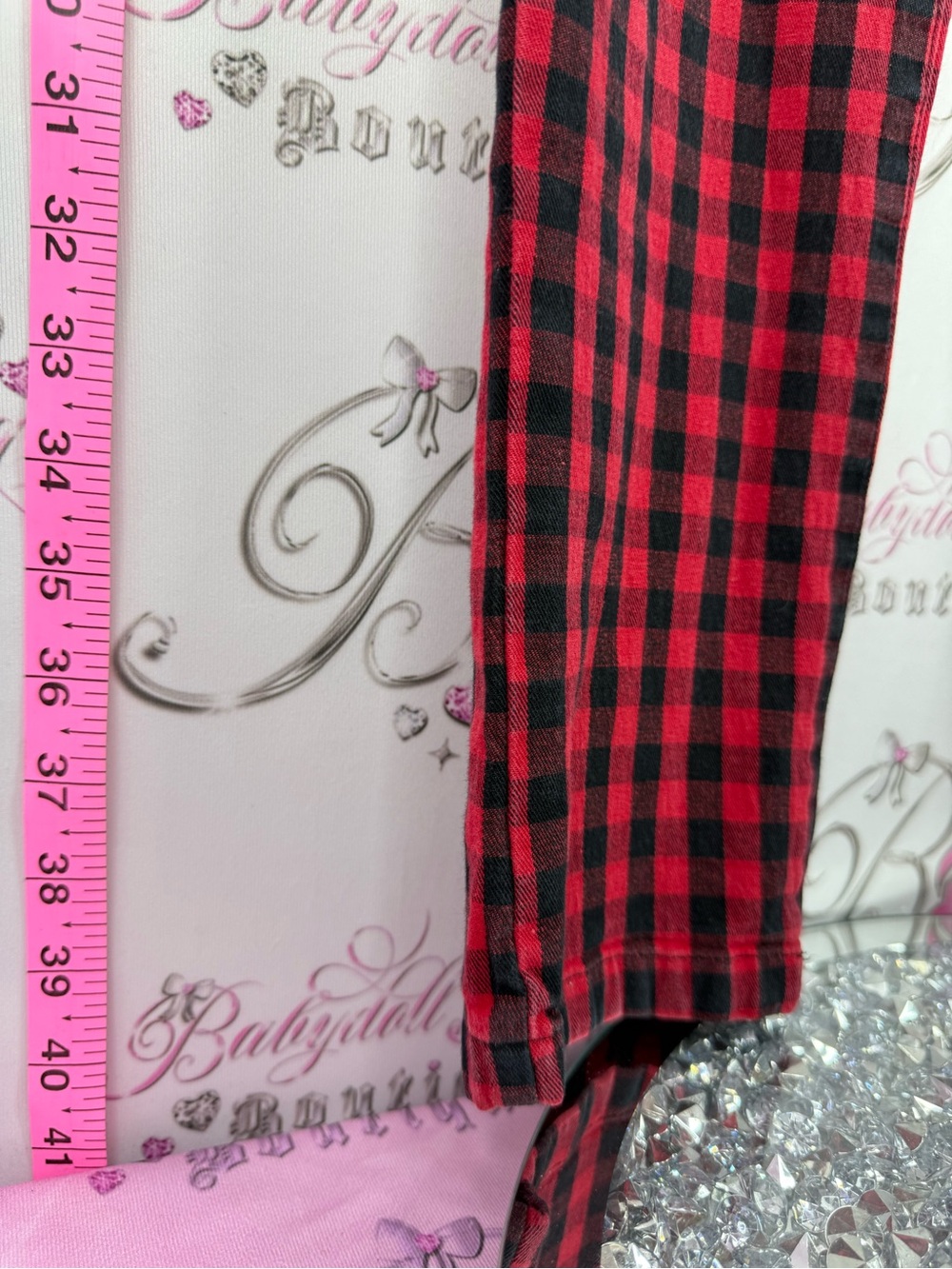 Pants gingham Red and Black Buffalo Plaid Skinny Pants - Picture 3 of 11